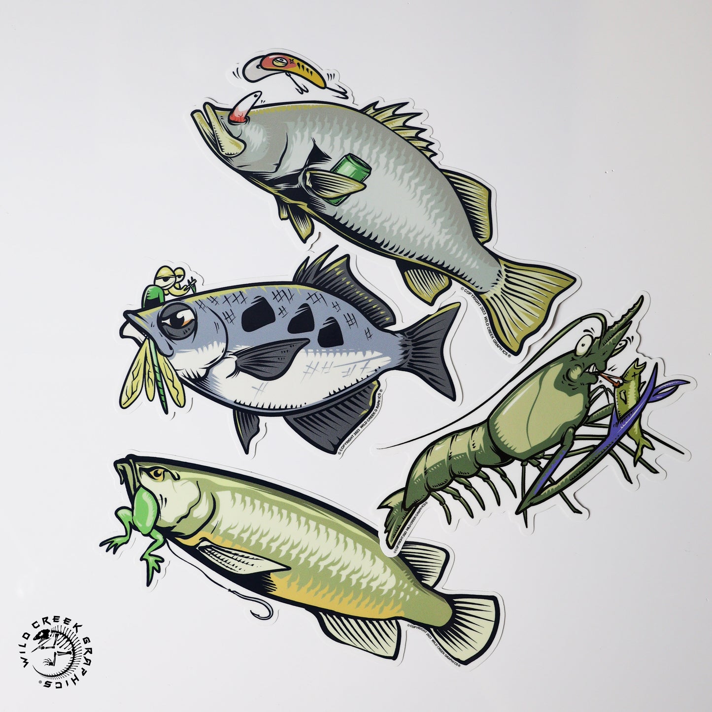 Freshwater Fish Comical Sticker Pack - Wild Creek Graphics®